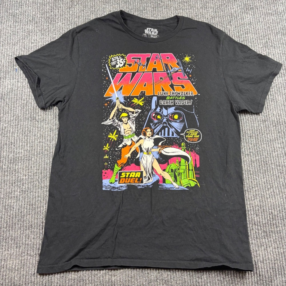 Star Wars Shirt Mens L Mad Engine Black  Comic Book Graphic Luke Darth Vader